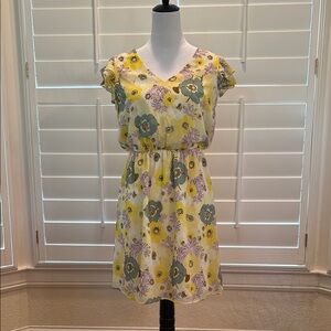 Ann Taylor Yellow Flutter Sleeve Dress